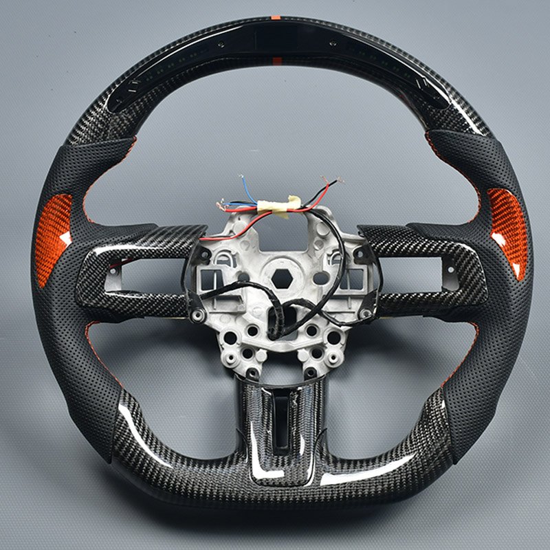 For Ford mustang GT 2020 2018 2019 Car Steering Wheel Fancy Design LED Shift Light Racing Real Carbon fiber Steering Wheel