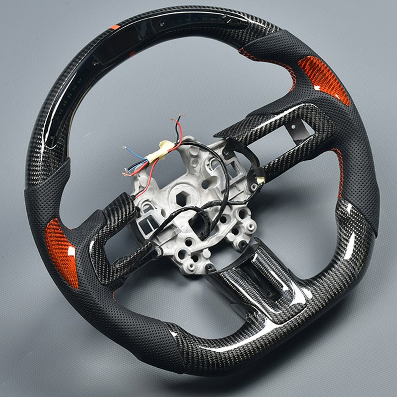 For Ford mustang GT 2020 2018 2019 Car Steering Wheel Fancy Design LED Shift Light Racing Real Carbon fiber Steering Wheel