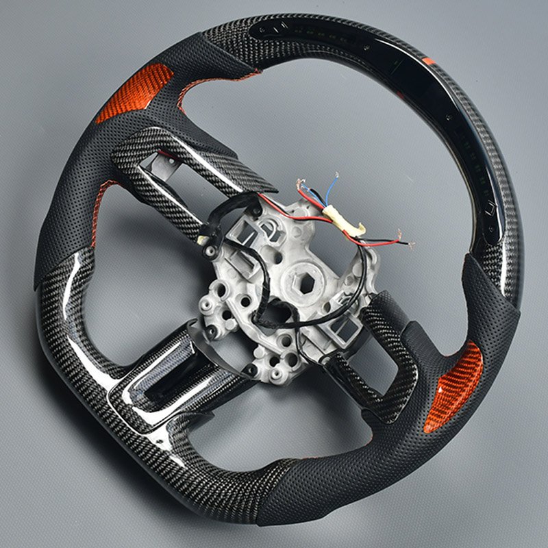 For Ford mustang GT 2020 2018 2019 Car Steering Wheel Fancy Design LED Shift Light Racing Real Carbon fiber Steering Wheel