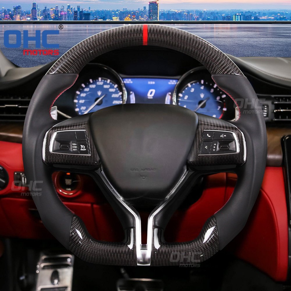 Real Carbon Fiber Steering Wheel for Maserati Ghibli Levante 2014 2015 2016 2017 2018 Sport Steering Wheels OHC MOTORS