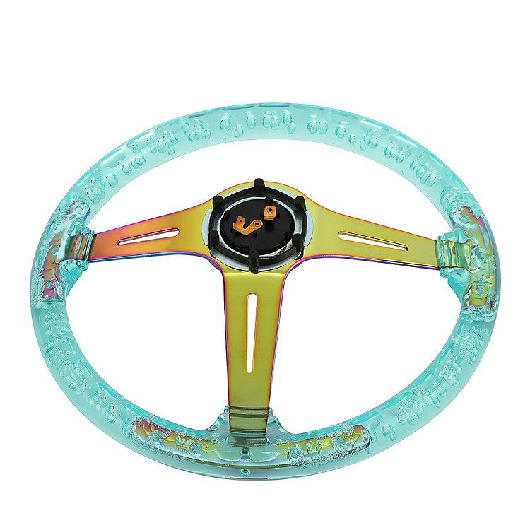 Racing acrylic universal steering wheel ice blue colorful package car sports drifting steering wheel clear crystal