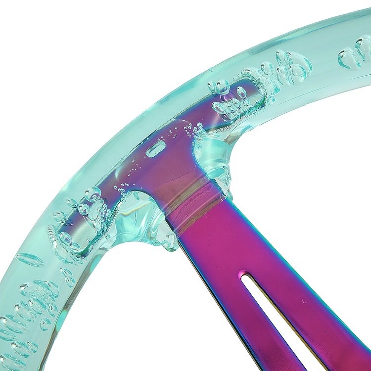 Racing acrylic universal steering wheel ice blue colorful package car sports drifting steering wheel clear crystal