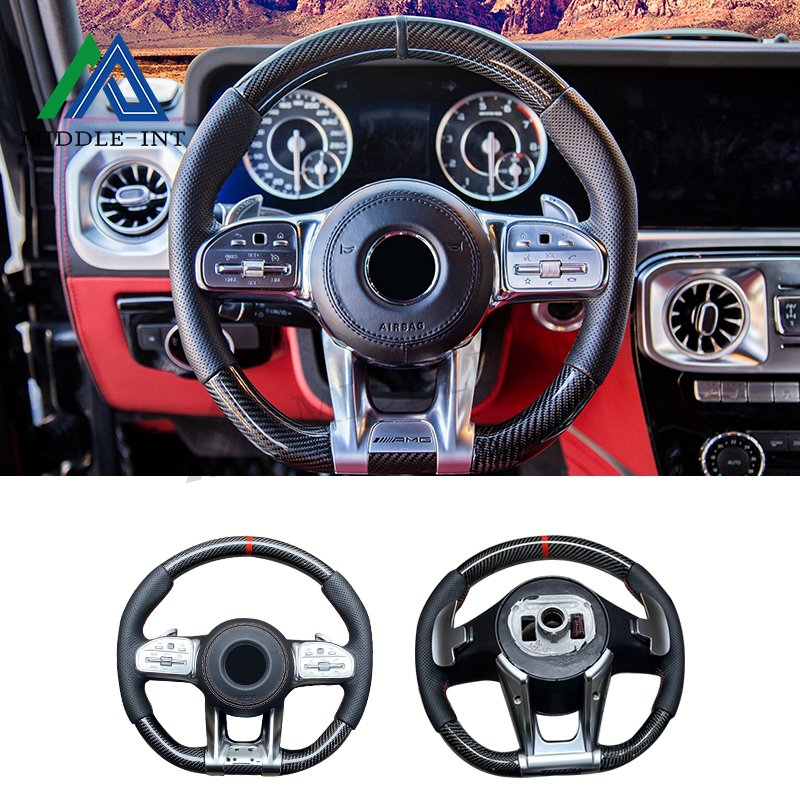 Middle Car Interior Accessory Carbon Fiber Steering Wheel for Benz G Class W463 W464 AMG G63