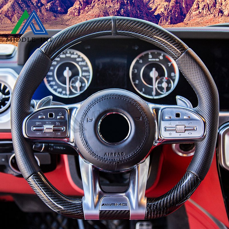 Middle Car Interior Accessory Carbon Fiber Steering Wheel for Benz G Class W463 W464 AMG G63