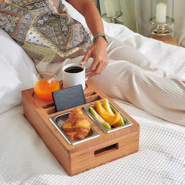 Addreen Sofa Armrest Tray Couch Bar Box Console Cup Holder Organizer Buddy Snack Tray Bamboo Couch