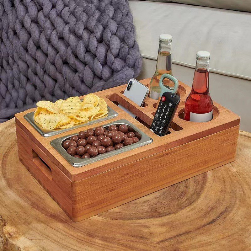 Addreen Sofa Armrest Tray Couch Bar Box Console Cup Holder Organizer Buddy Snack Tray Bamboo Couch