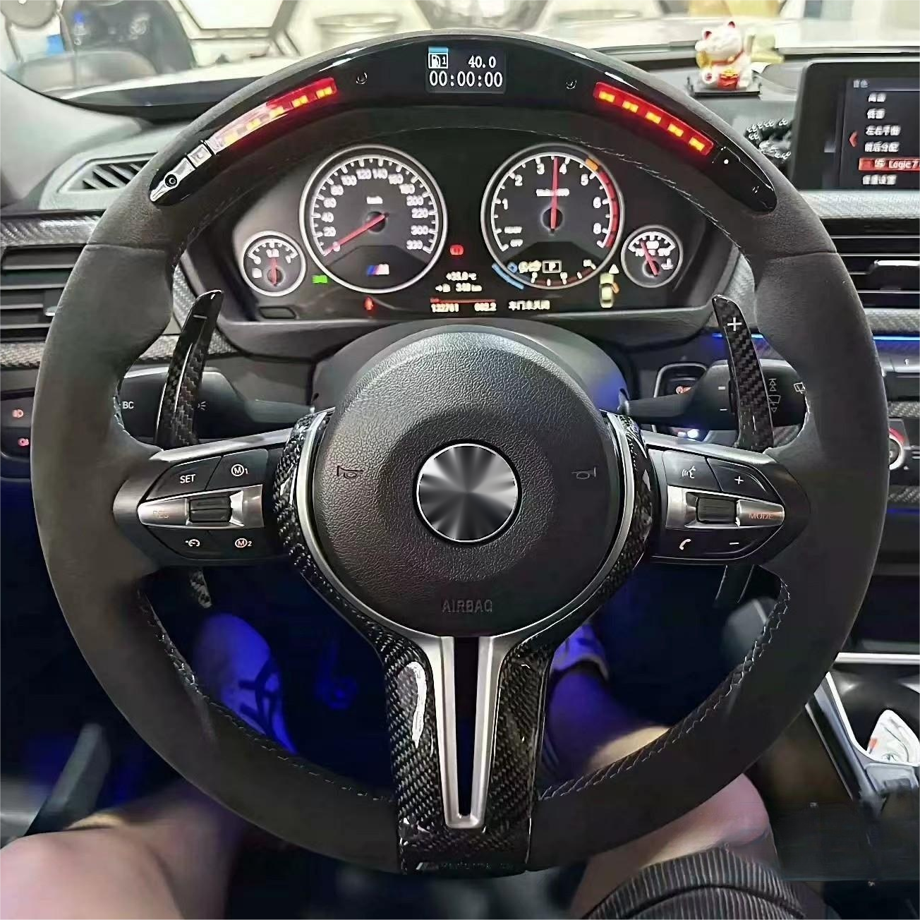 With Carbon Trim Led Full Alcantara M Performance Steering Wheel For BMW F01 F10 F11 F20 F22 F30 F32 F80 F82 F90 E92 E60 E88
