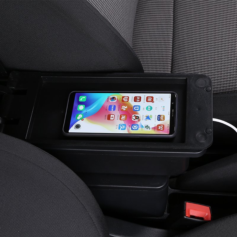 TONC Custom Armrest Console Organizer for 2013 Dacia Sandero - ABS Center Console with USB Charging and Dual-Compartment Storage
