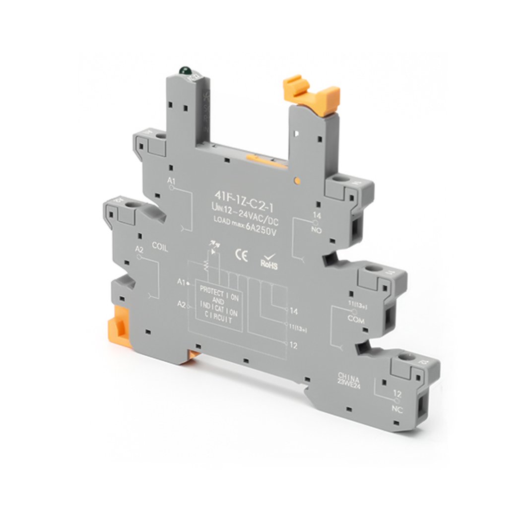 ABILKEEN IBJA-41F-1Z-C2N New Design Original PLC 6.2mm Thickness Din-rail Relay Socket 6A Contact Rating Slim Relay Module