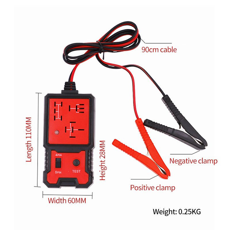 Hot Sale 12V Auto Relay Diagnostic Tool Battery Checker Electronic Automotive Relay Tester with Clips