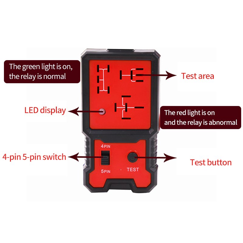 Hot Sale 12V Auto Relay Diagnostic Tool Battery Checker Electronic Automotive Relay Tester with Clips