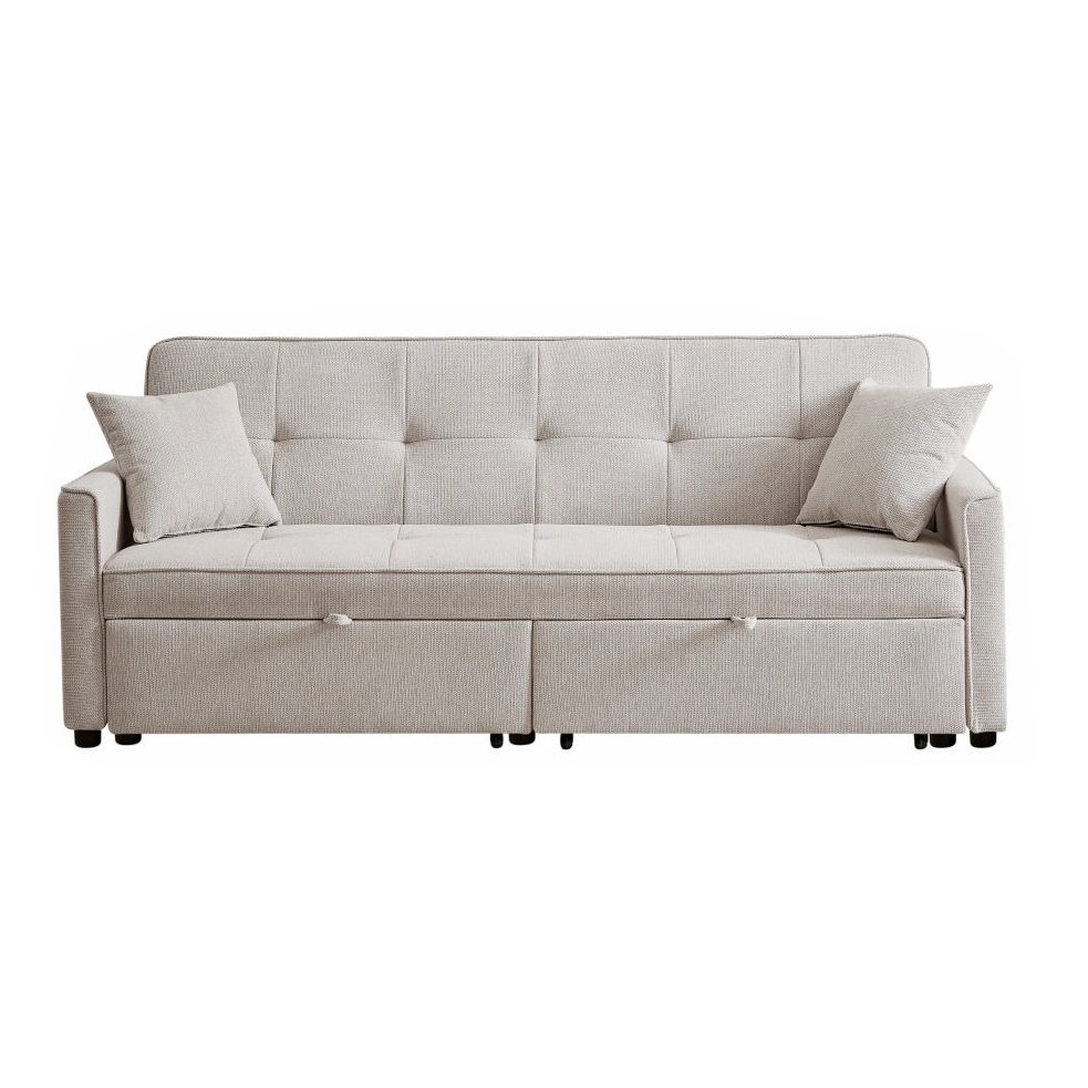 High Quality Ivory Fabric Sofa Bed Trundle Bed
