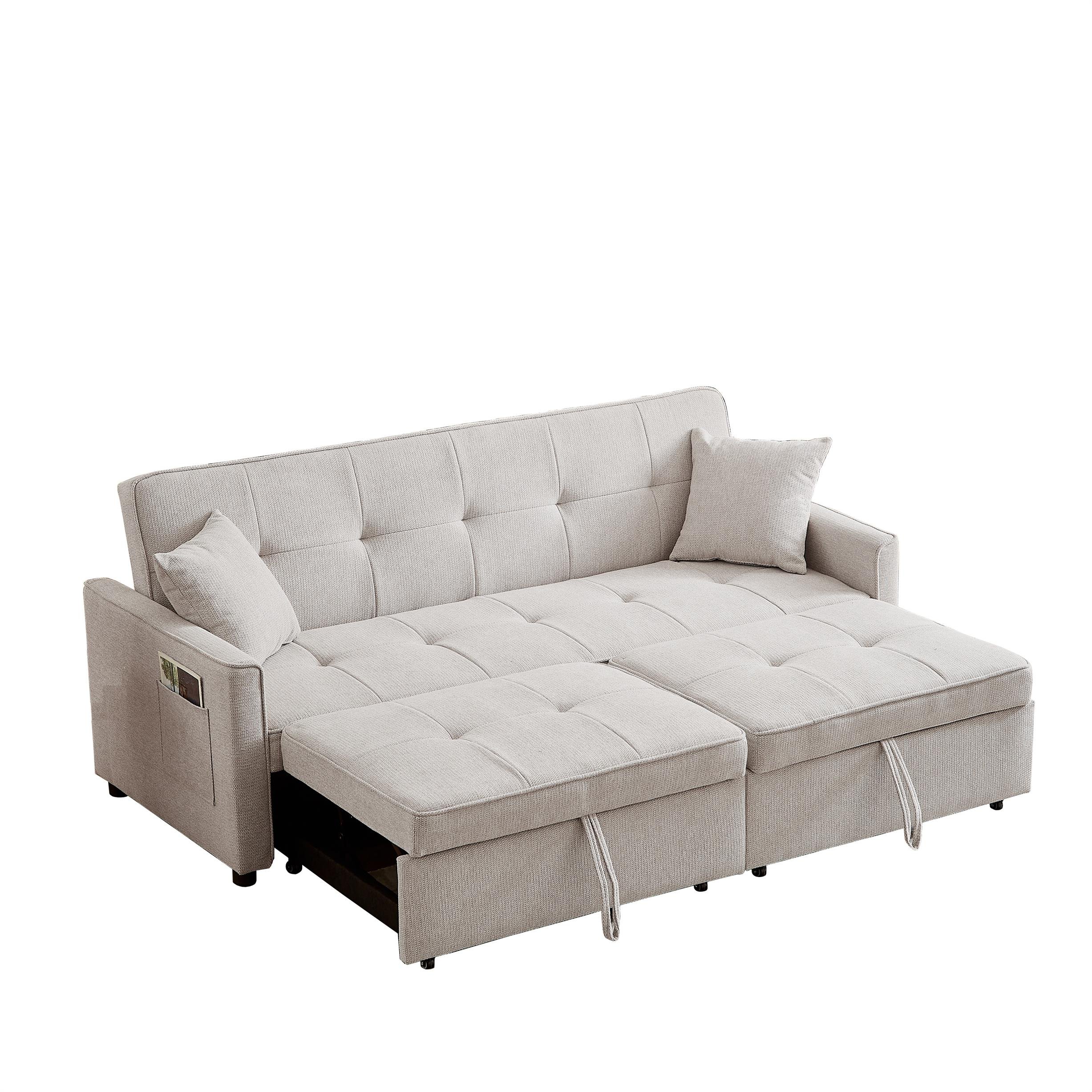 High Quality Ivory Fabric Sofa Bed Trundle Bed