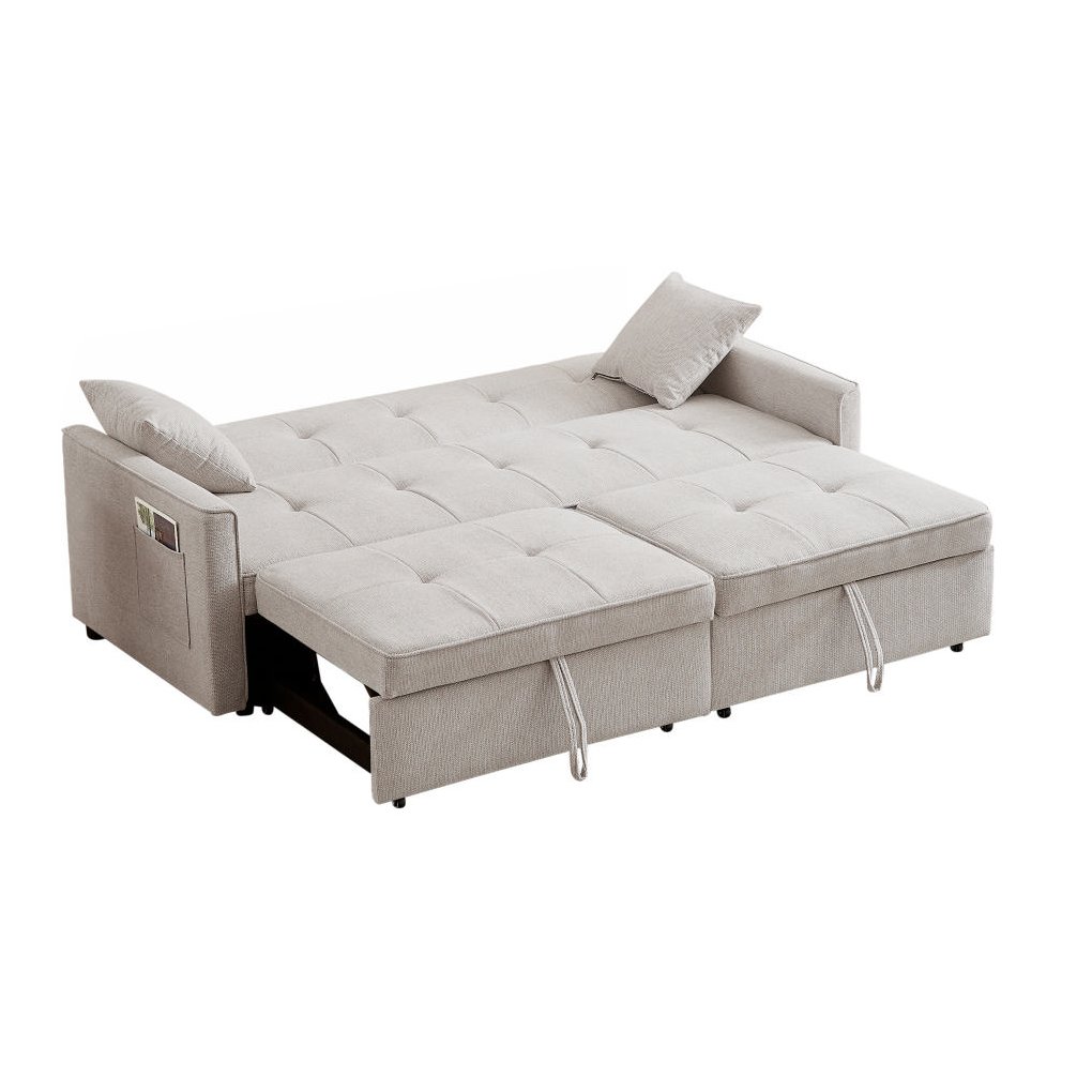 High Quality Ivory Fabric Sofa Bed Trundle Bed