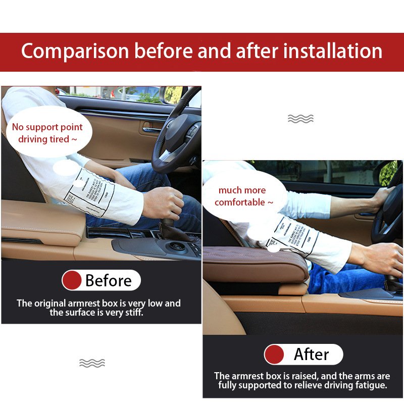Memory Form Universal Car Armrest Cushion Cover Center Cushion Cover PU Leather Car Central Armrest Box