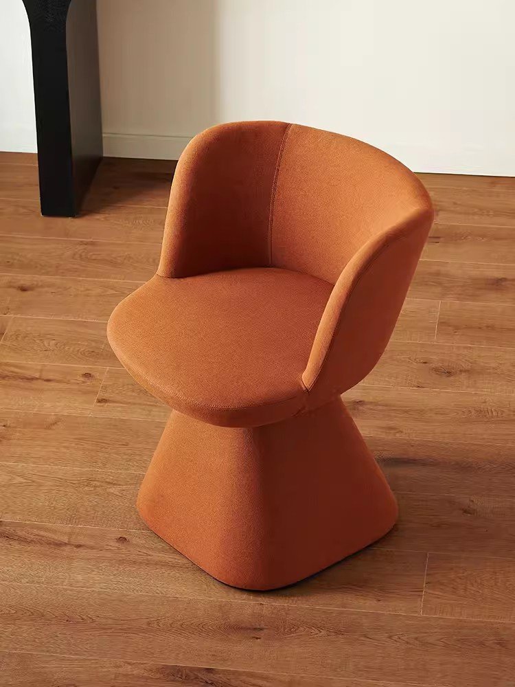 Modern Household Leisure Accent Sofa Chair Luxury High Back Gray Velvet Fabric Armrest Wood Rotate Dining Chairs for Restaurant