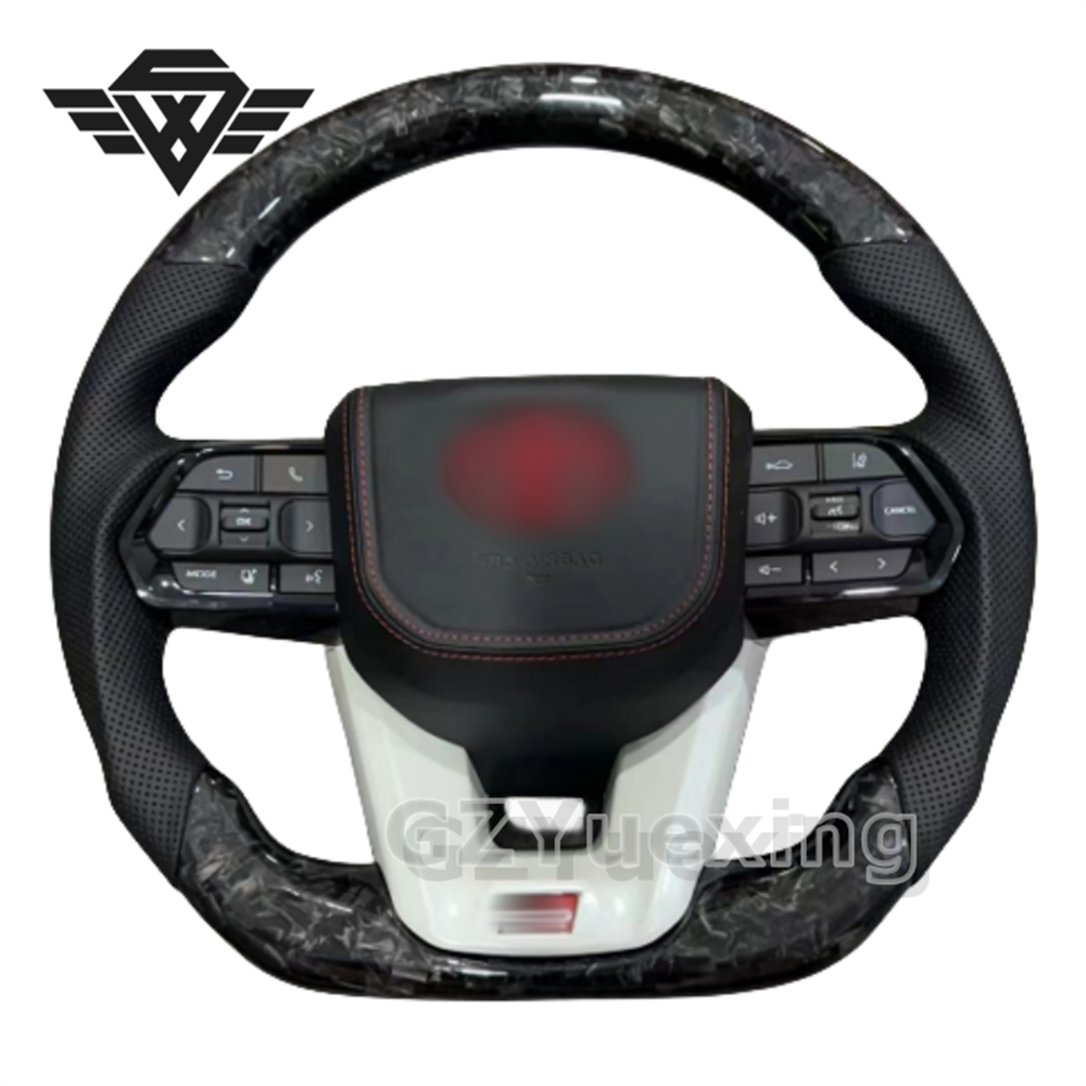 Upgrade For LC300 Forged Carbon Steering Wheel Assembly Black Leather for Toyota Alphard Landcruiser Prado Hilux