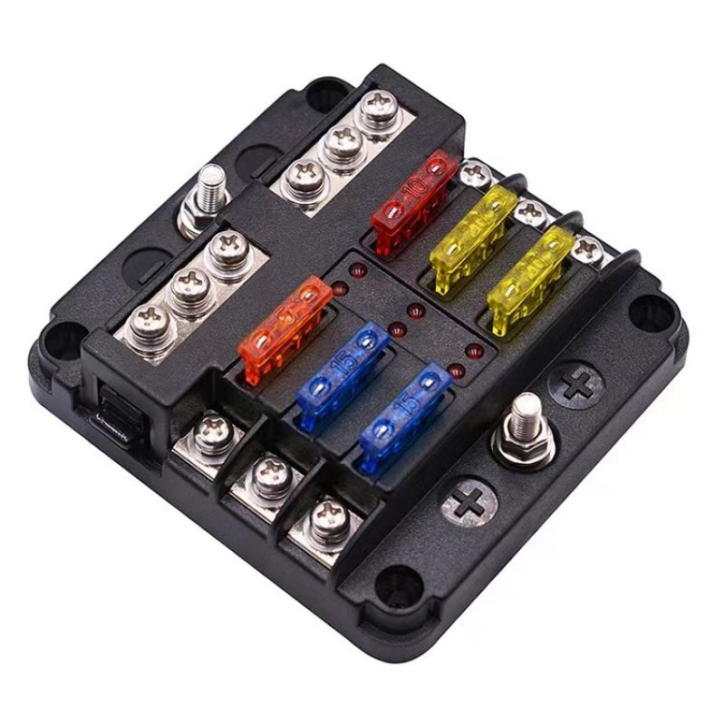 12V 24V Fuse Block 6 Way with LED Indicator Light Fuse Box ATC Marine Fuse Panel Waterproof for Automotive Maine RV Boat Car
