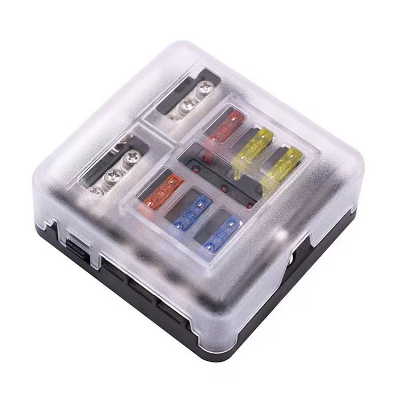 12V 24V Fuse Block 6 Way with LED Indicator Light Fuse Box ATC Marine Fuse Panel Waterproof for Automotive Maine RV Boat Car