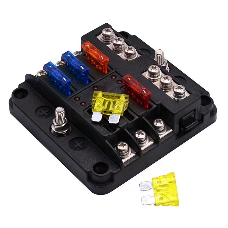 12V 24V Fuse Block 6 Way with LED Indicator Light Fuse Box ATC Marine Fuse Panel Waterproof for Automotive Maine RV Boat Car