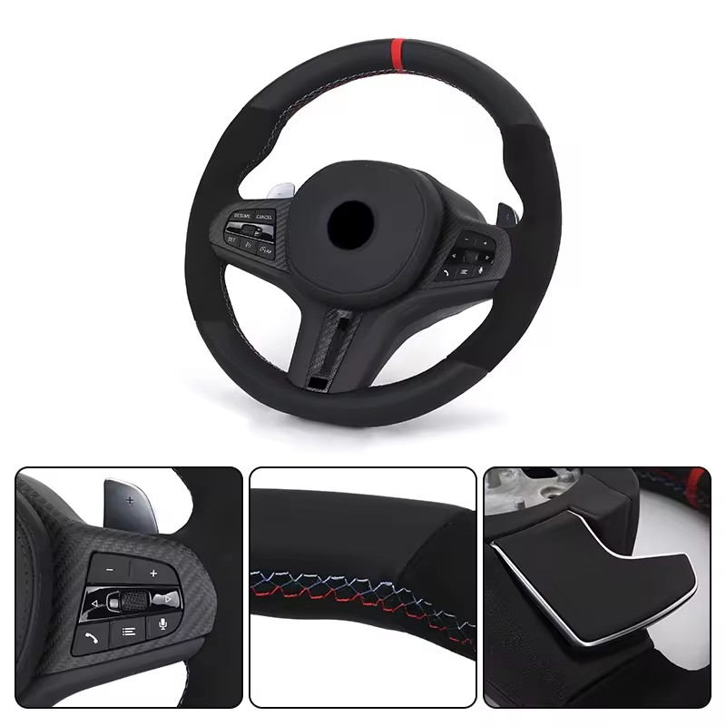 M Sport Carbon Fiber Trim Half Alcantara Leather Steering Wheel for BMW G20 G30 G31 X3 G01 G38 X4 G02 G80 G22 G32 G11 G12 G05