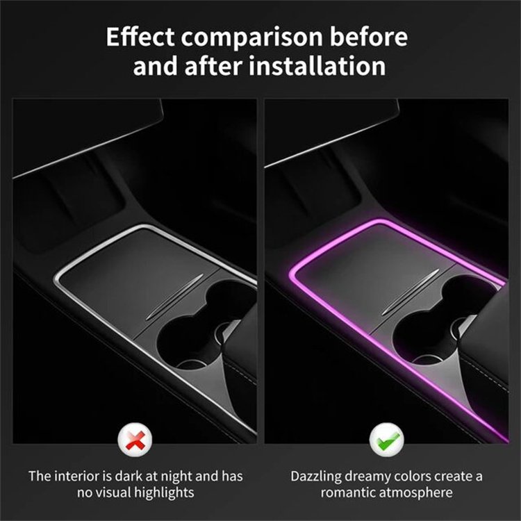 For tesla Accessories App Control Atmosphere Light RGB 128 Color Led Car Ambient Light Kit Model Y 3 Fiber Optic