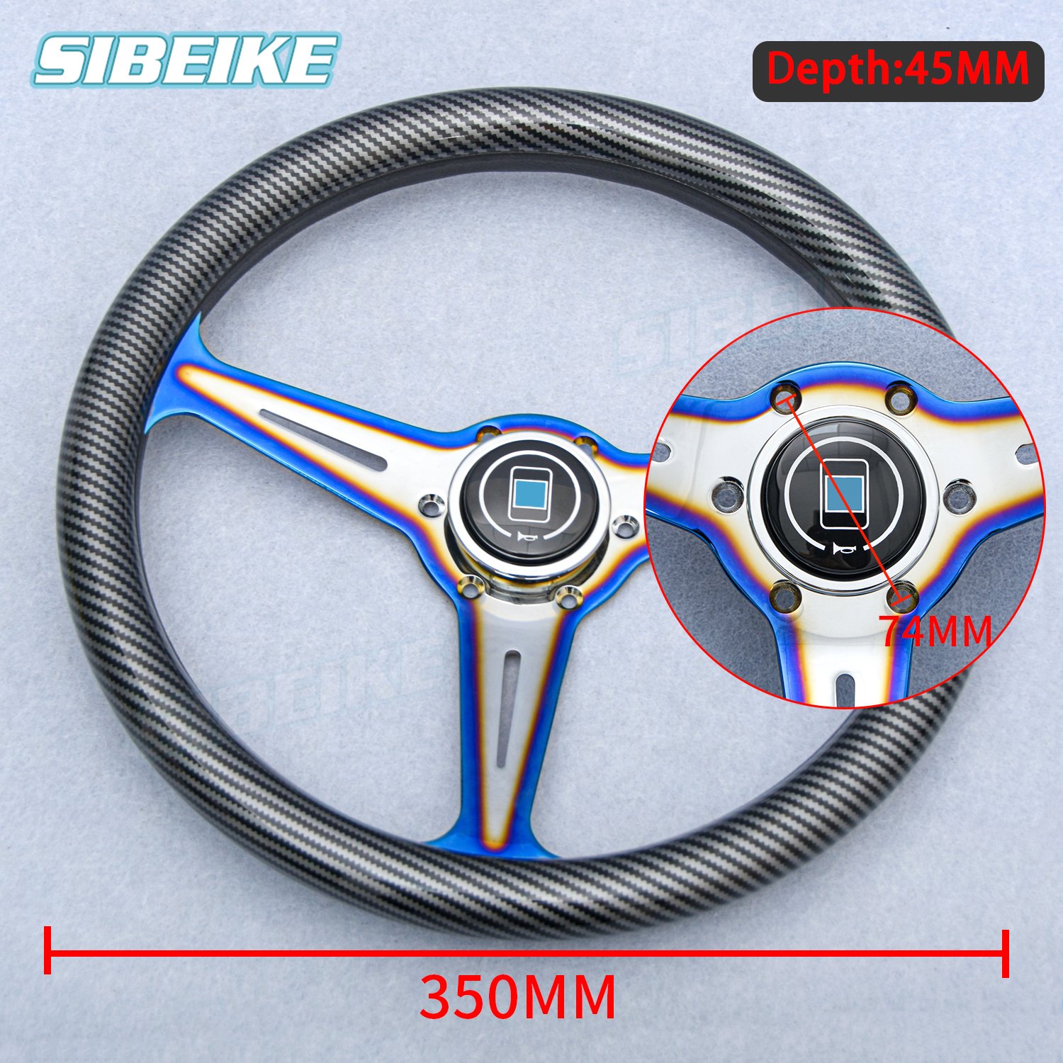 Classic Racing Car Steering Wheel Universal 14inch Carbon Film Sports Steering Wheel
