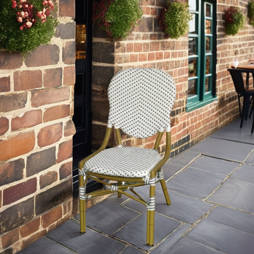 Outdoor Rattan Chairs Bistro Restaurant Terrace Chairs French Restaurant Furniture Orange Parisian Chairs