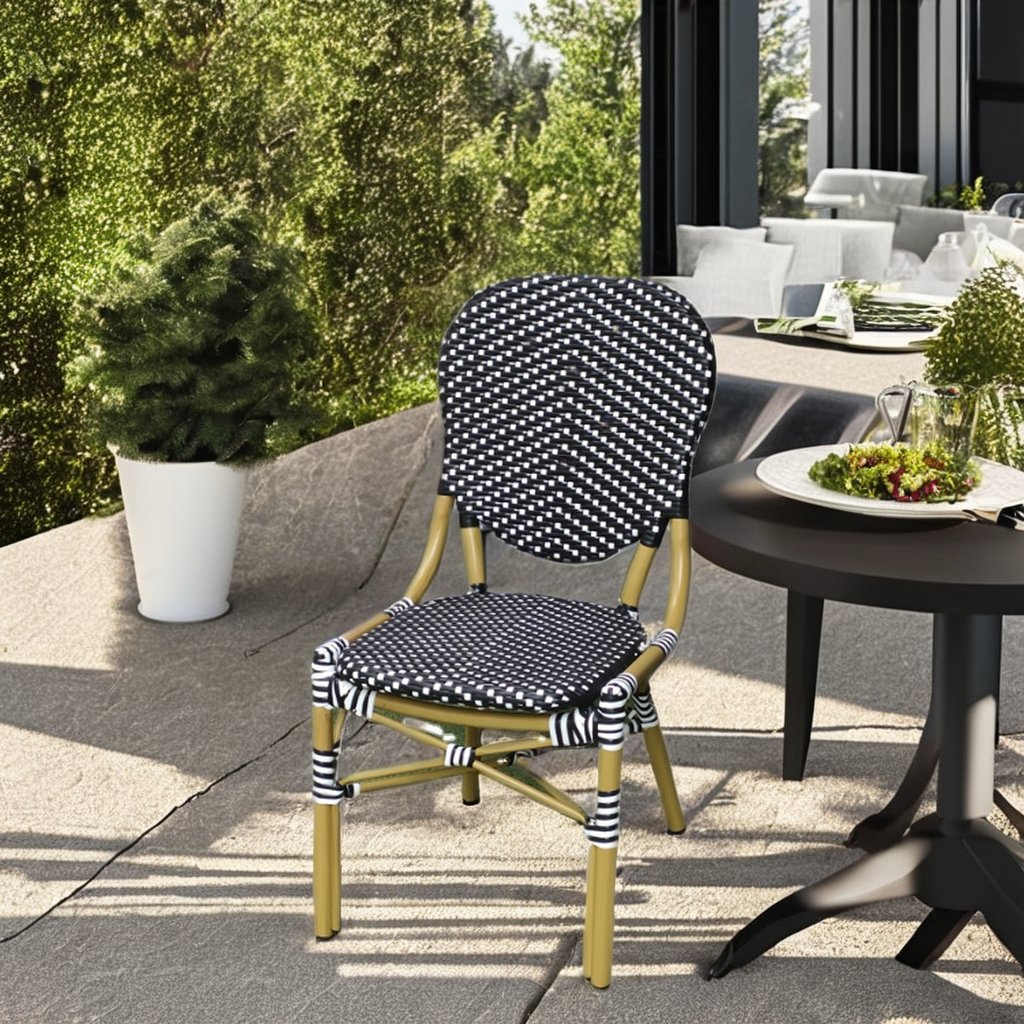 Outdoor Rattan Chairs Bistro Restaurant Terrace Chairs French Restaurant Furniture Orange Parisian Chairs