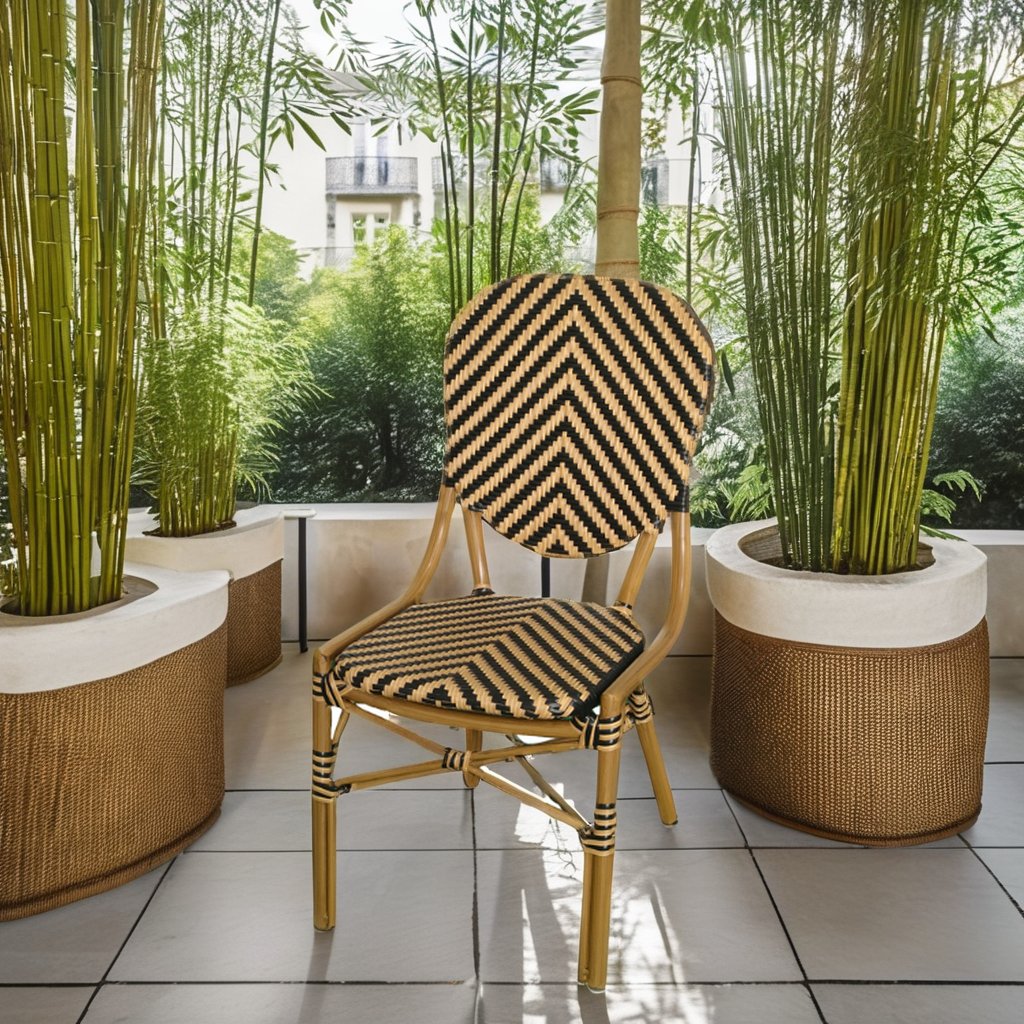 Outdoor Rattan Chairs Bistro Restaurant Terrace Chairs French Restaurant Furniture Orange Parisian Chairs