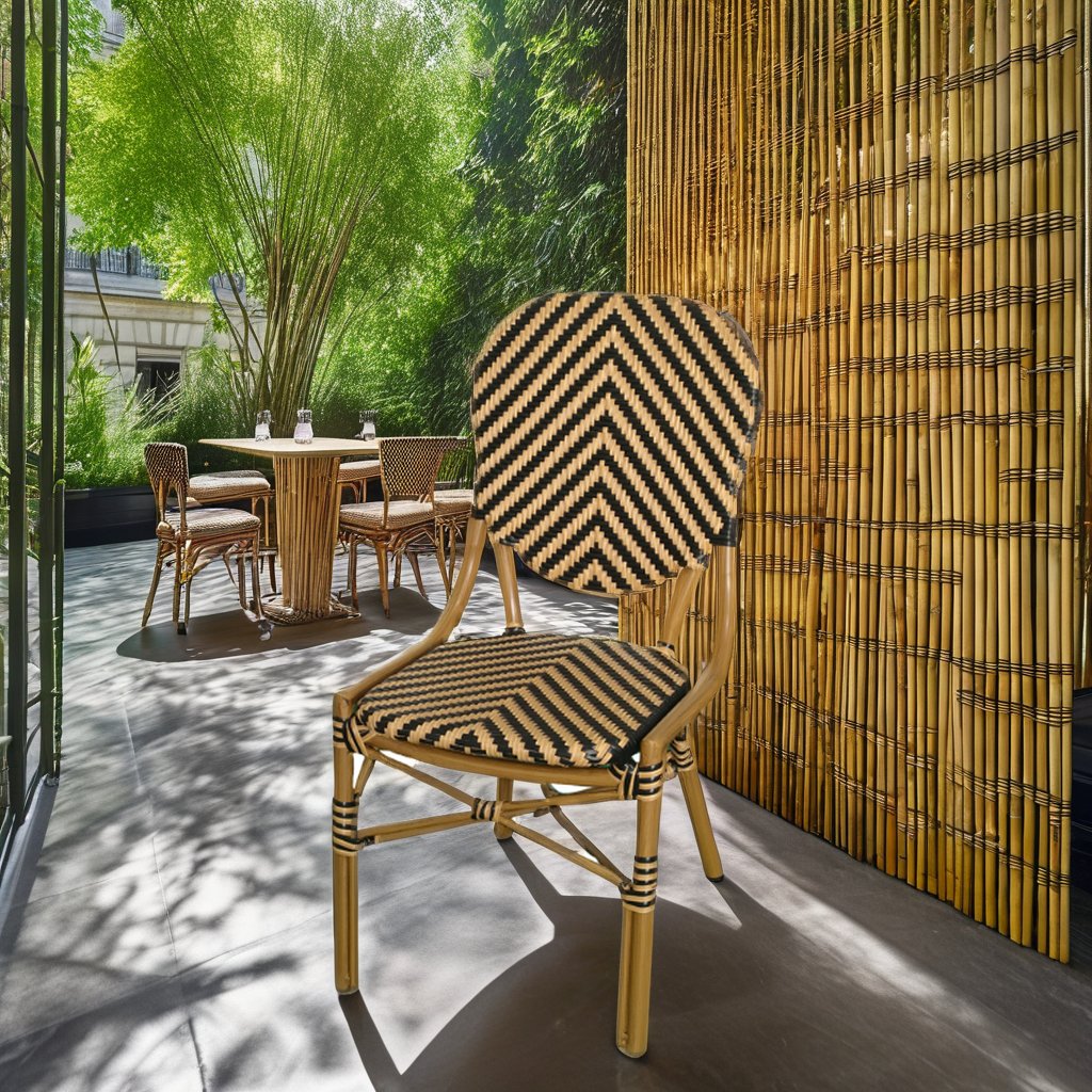 Outdoor Rattan Chairs Bistro Restaurant Terrace Chairs French Restaurant Furniture Orange Parisian Chairs