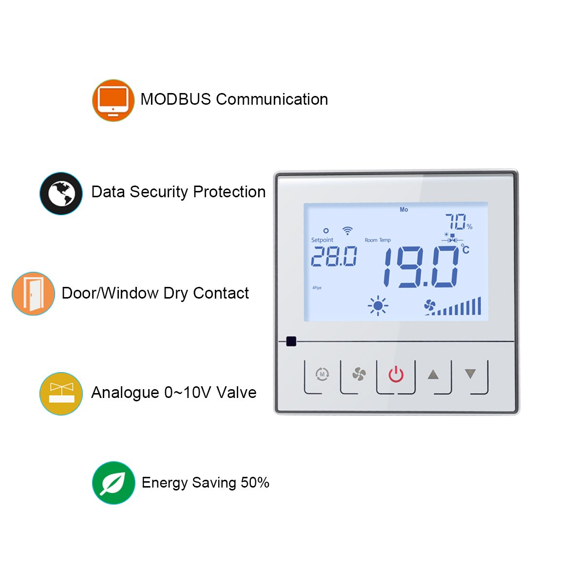 Comfurter Wholesale 24V Modbus Hotel Digital Smart Fan Coil Air Conditioner Thermostat Electric Heating WIFI Thermostat