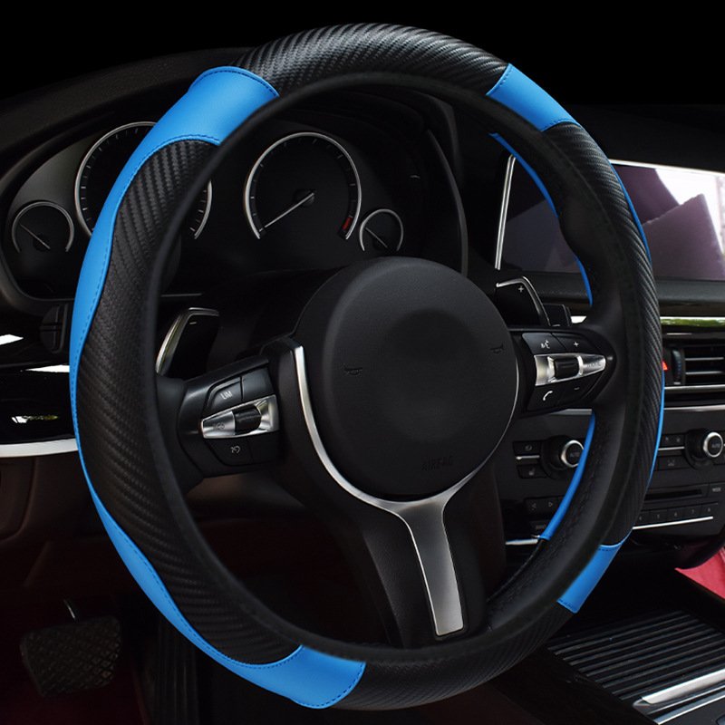 Non-Inner Ring Sports-Style Four Seasons Universal Elastic Carbon Fiber Leather Car Steering Wheel Cover