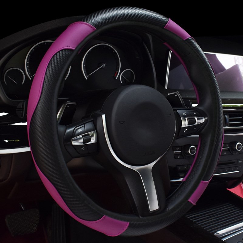Non-Inner Ring Sports-Style Four Seasons Universal Elastic Carbon Fiber Leather Car Steering Wheel Cover