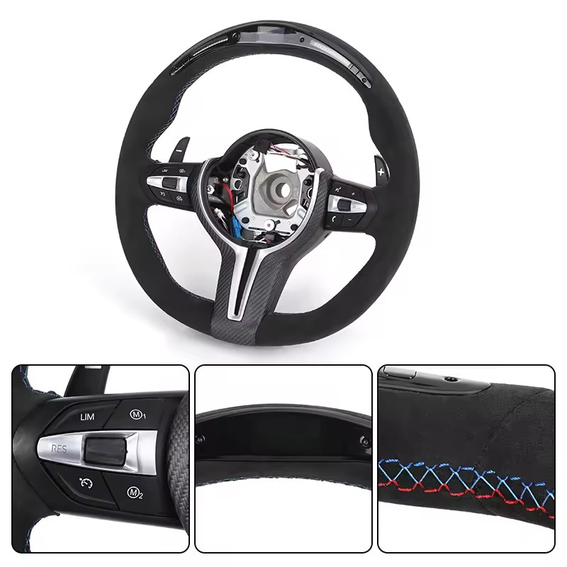 With LED Volant Alcantara Leather M Performance Steering Wheel for BMW F10 M5 F90 F30 F15 E90 E92 F80 M3 X5 F15 E70 X6 F16 E71
