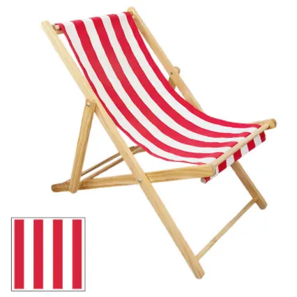 Folding Canvas Fabric Beech Lounge Deck Heavy Duty Foldable Camping Wood Beach Chair with Wooden Armrest Custom Logo Detachable