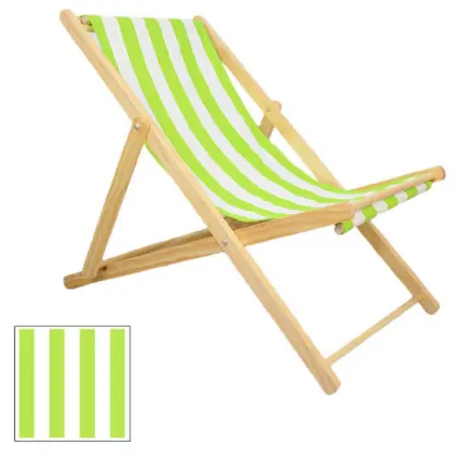 Folding Canvas Fabric Beech Lounge Deck Heavy Duty Foldable Camping Wood Beach Chair with Wooden Armrest Custom Logo Detachable