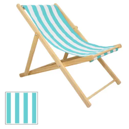 Folding Canvas Fabric Beech Lounge Deck Heavy Duty Foldable Camping Wood Beach Chair with Wooden Armrest Custom Logo Detachable