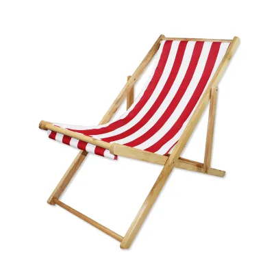 Folding Canvas Fabric Beech Lounge Deck Heavy Duty Foldable Camping Wood Beach Chair with Wooden Armrest Custom Logo Detachable