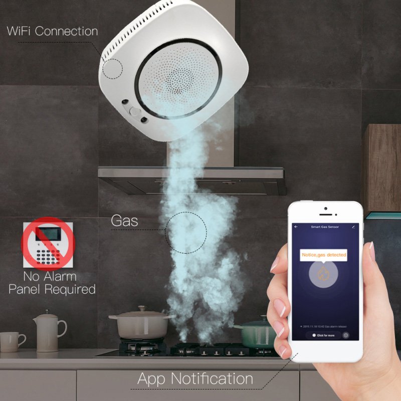 Tuya Wireless Gas Leak Detector Natural Liquefied Petroleum Gas Leak Tester Sniffer with Sound Alarm
