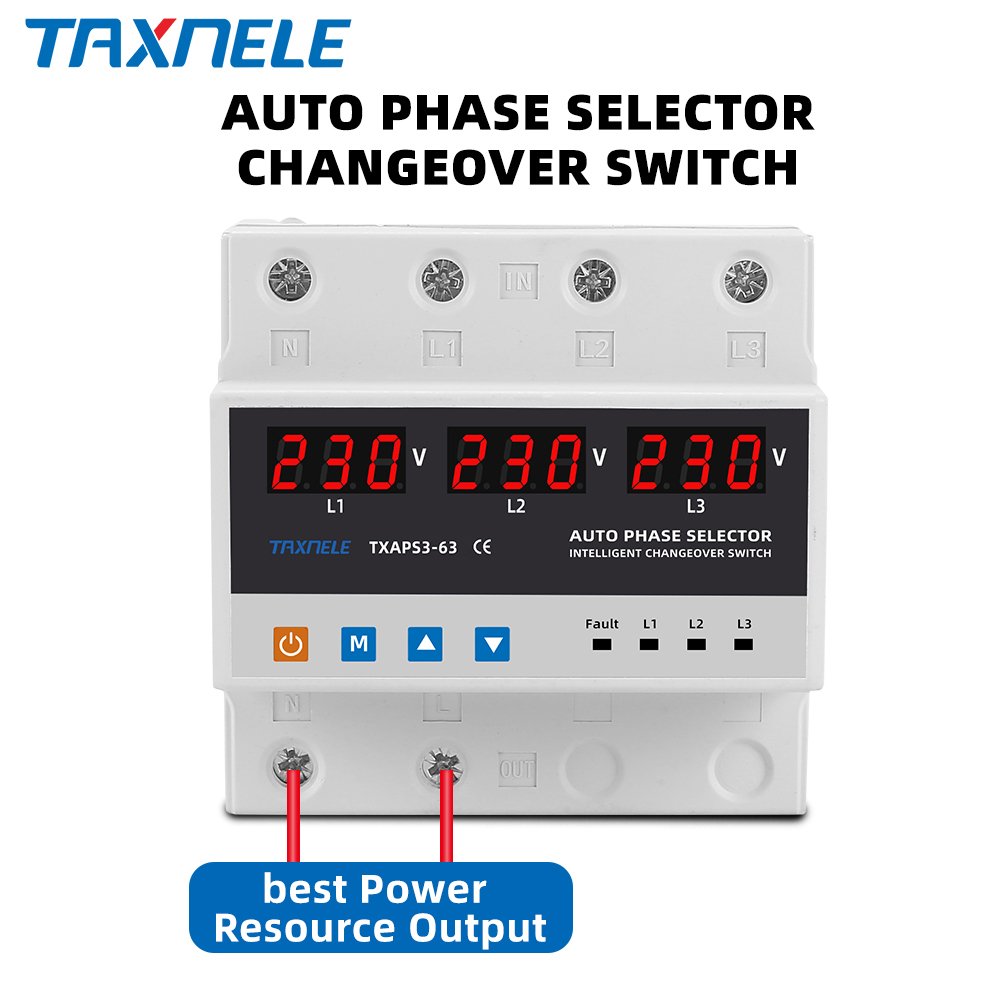 3P+N Three Phase Selector Voltmeter with Adjustable Over and Under Voltage protection Relays Protector Auto Changeover Switch