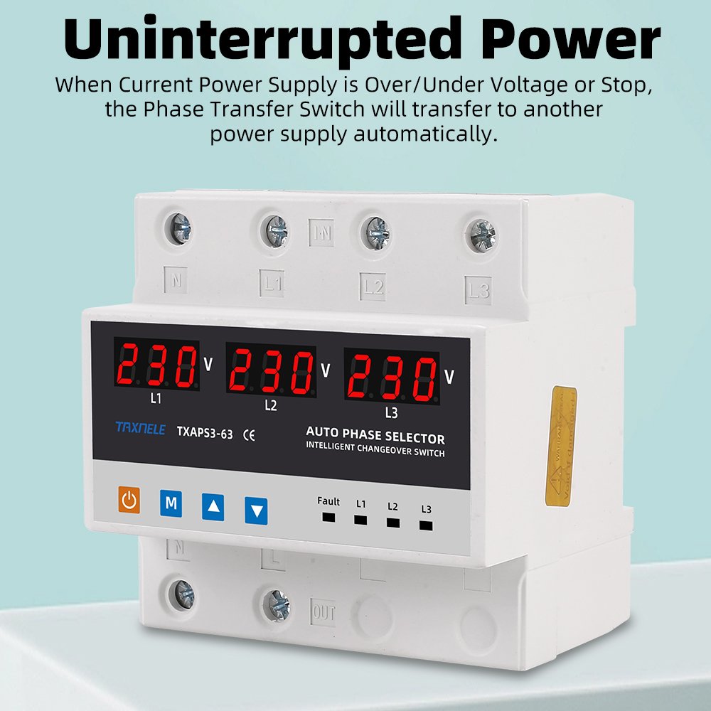 3P+N Three Phase Selector Voltmeter with Adjustable Over and Under Voltage protection Relays Protector Auto Changeover Switch