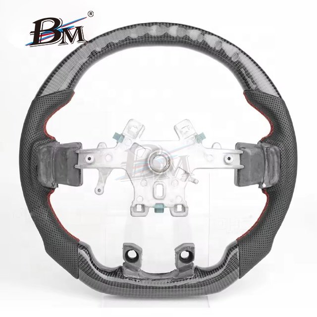For 2019-2024 Dodge RAM 1500 2500 3500 Steering Wheel In Black Perforated Leather Carbon Fiber With LED Automobile Display By BM
