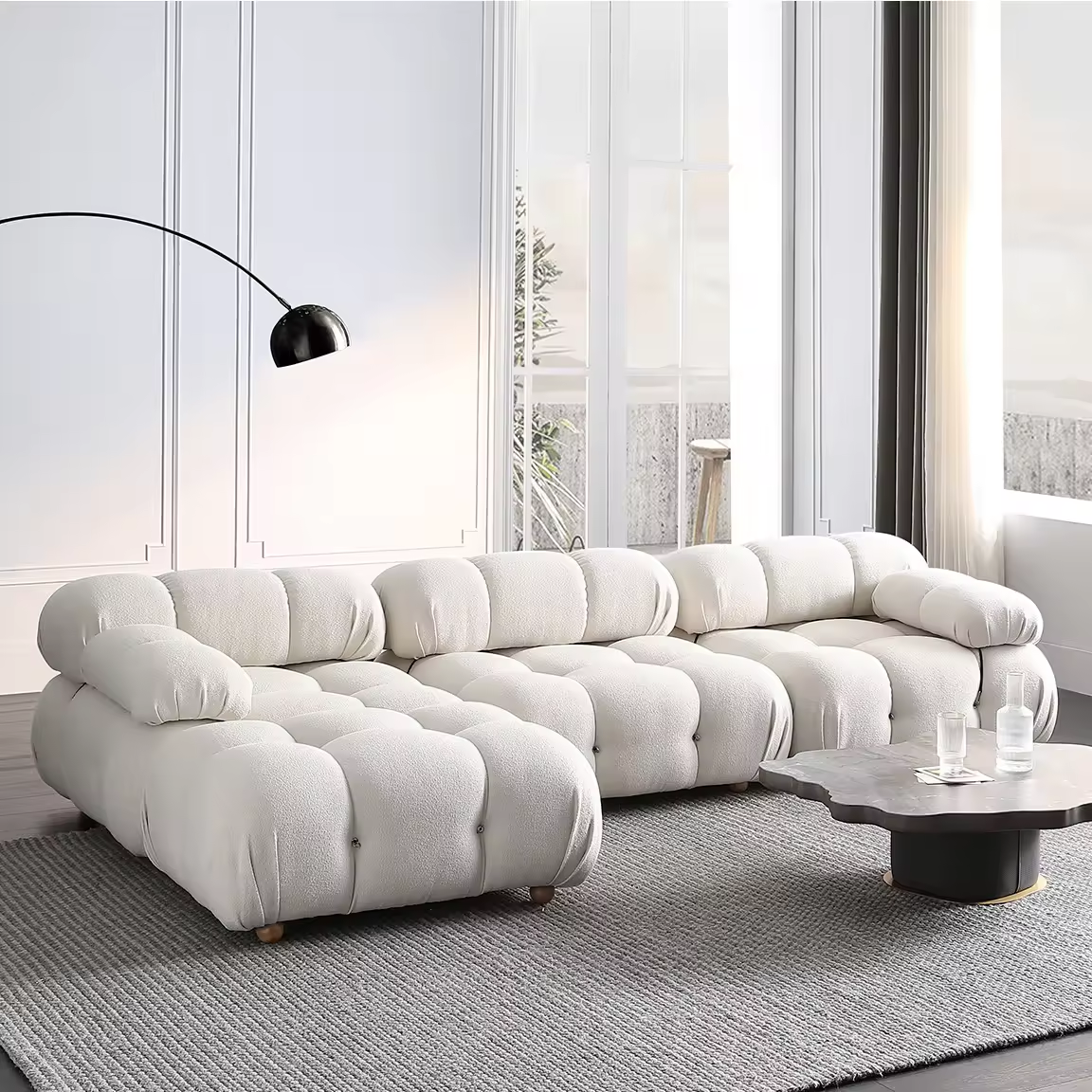 Contemporary Beige Sectional Sofa Modern Compressed Furniture Sectional Sofa Couch Living Room Compressed Vacuum Sofa