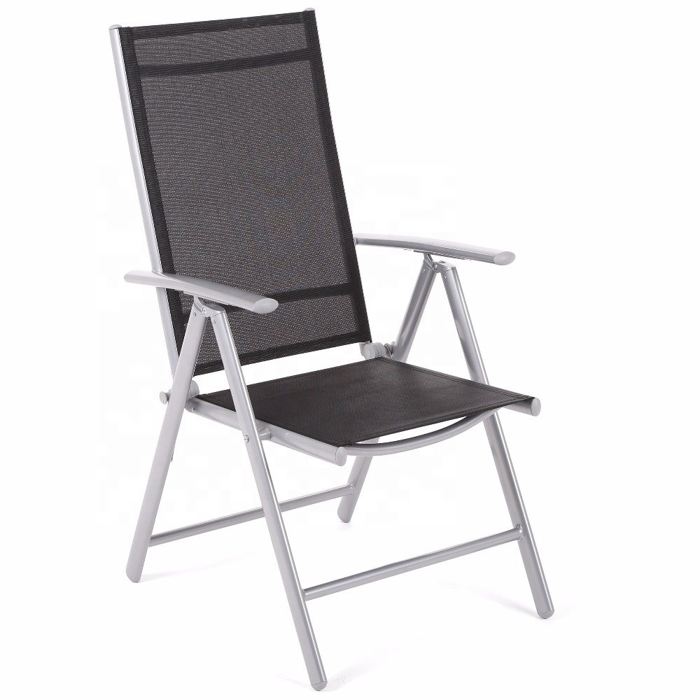 Steel Folding Garden Chairs Adjustable with Armrests 7 Position Adjust with High Back Comfortable