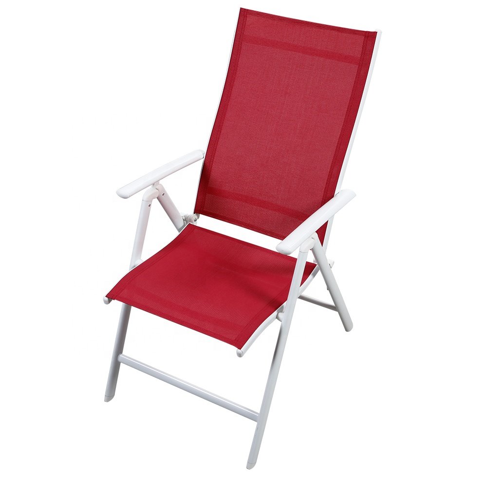 Steel Folding Garden Chairs Adjustable with Armrests 7 Position Adjust with High Back Comfortable
