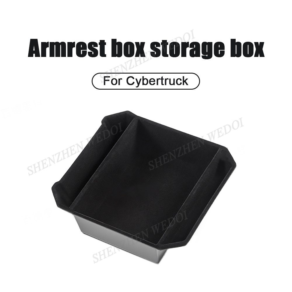 High Quality Car Accessories Luxury TPE Flocking Armrest Storage Box Center Console Organizer for Tesla Cybertruck 2024