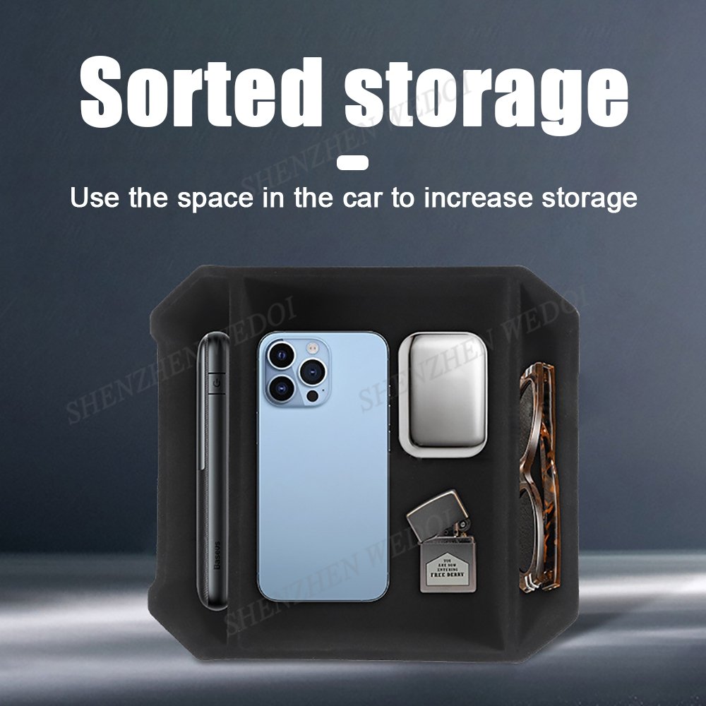 High Quality Car Accessories Luxury TPE Flocking Armrest Storage Box Center Console Organizer for Tesla Cybertruck 2024