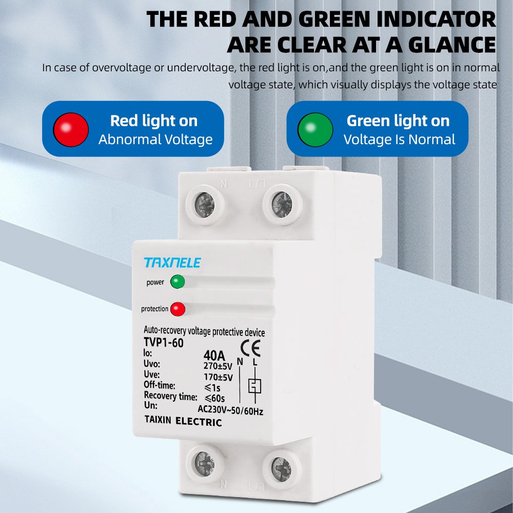230V AC 40A 63A Din Rail Auto Recovery Voltage Protective Over Under Voltage Relay Device Protector Overvoltage Protection