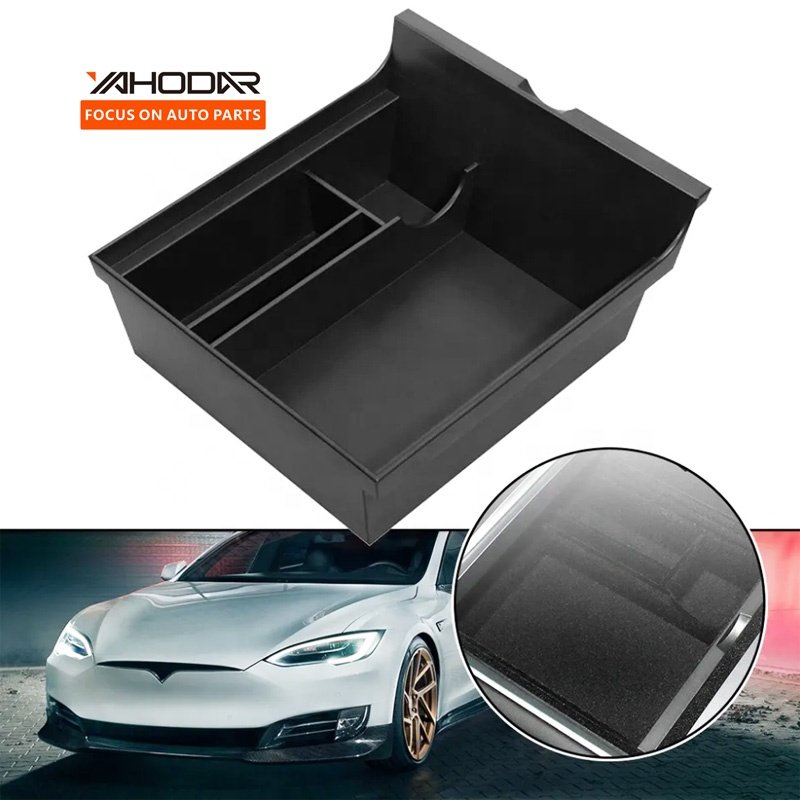 Yahodar Car Center Console Organizer for Telsa Front Armrest Storage Box Fit Tesla Accessories Model 3 Model Y